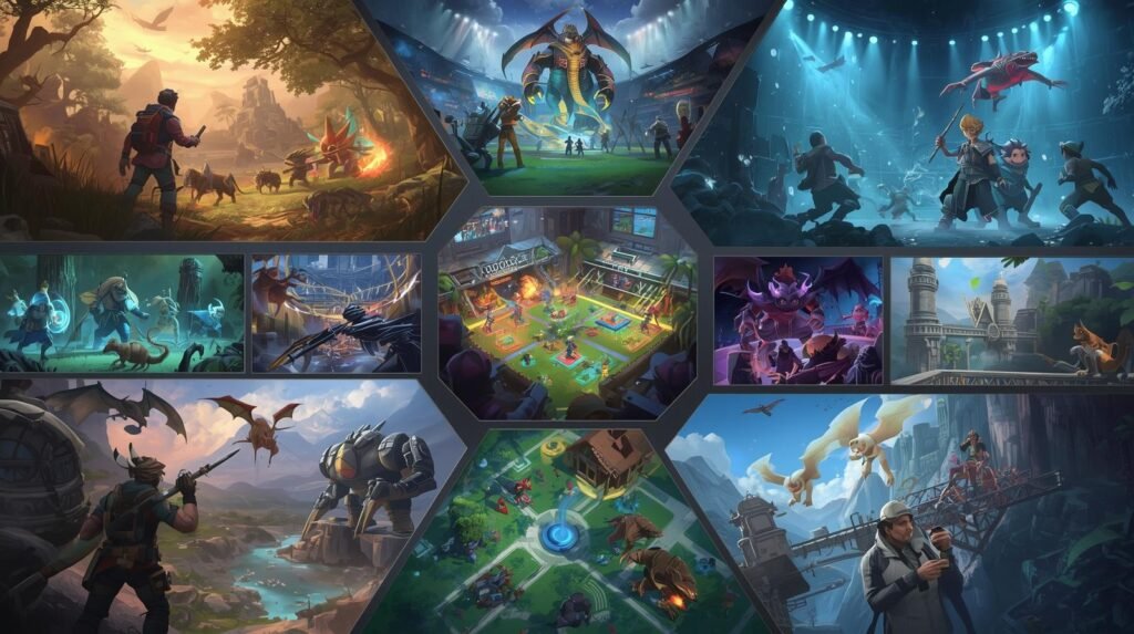 Collage of the best Pokémon games including Legends Arceus, Sword and Shield, Pokémon GO, Emerald, and classic Pokémon titles.