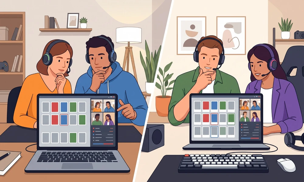 Two teams playing an online word deduction game