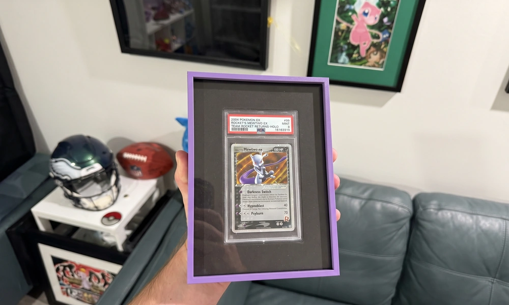 How to Display a Trading Card Collection Without Sacrificing Protection A single trading card safely displayed in a small protective frame
